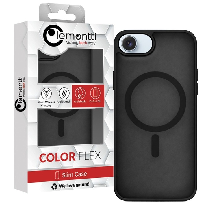 Husa Lemontti EliteGuard Magsafe compatibila cu iPhone 17e / iPhone 16e Negru