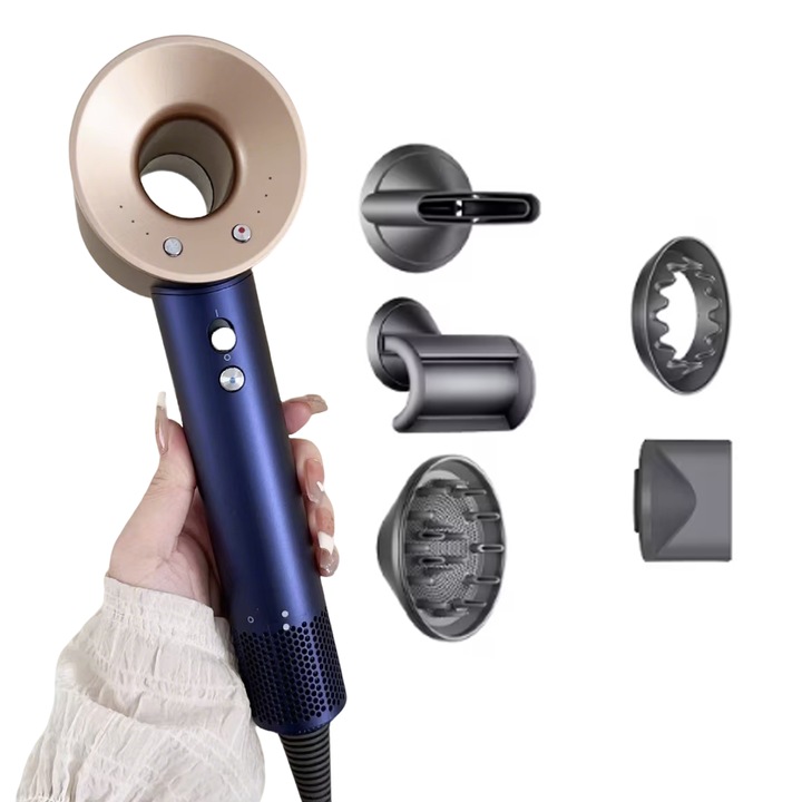 Hajszárító, professzionális, 110.000 RPM, KEEPBEST®, 3 hőmérséklet-beállítás, 2 milliárd ion technológia, 30 másodperces szárítás, 2050 W, Arany