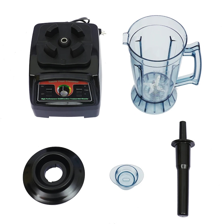 Blender si Tocator electric 2 in 1 ZILAN ZLN4310, Zdrobitor gheata, Vas din sticla, Capacitate 1.6L, Picioruse anti-derapante, Putere 1200W