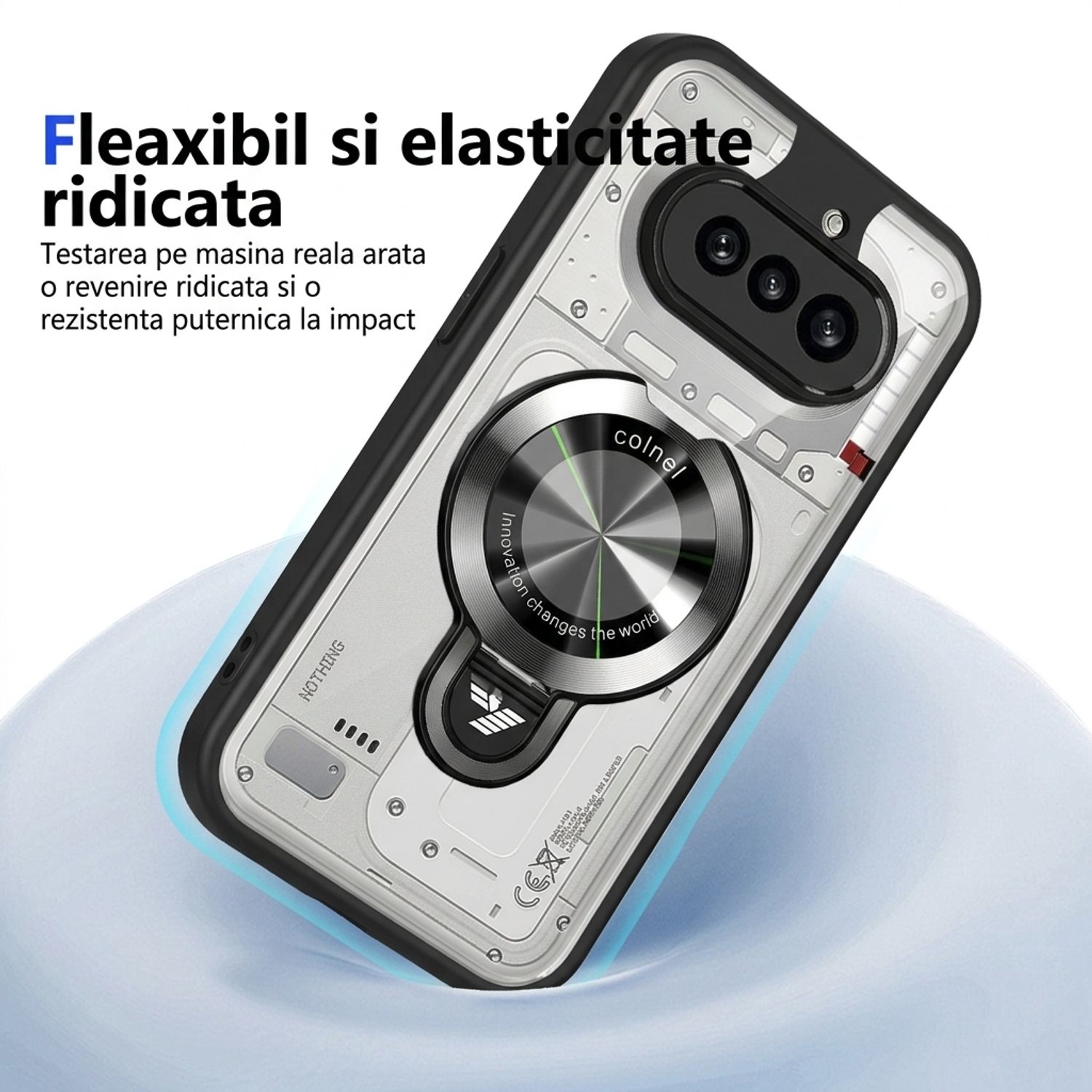 Husa pentru Nothing Phone 4a, MagSafe, Suport Pliabil Invizibil, Design Armat Anti-Impact, Protectie Ridicata Lentila, Gri