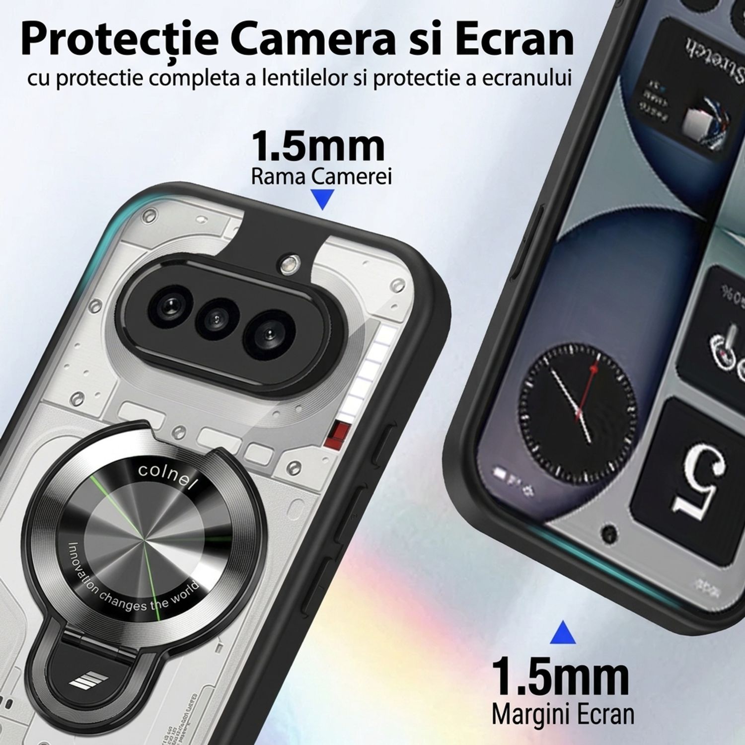 Husa pentru Nothing Phone 4a, MagSafe, Suport Pliabil Invizibil, Design Armat Anti-Impact, Protectie Ridicata Lentila, Gri
