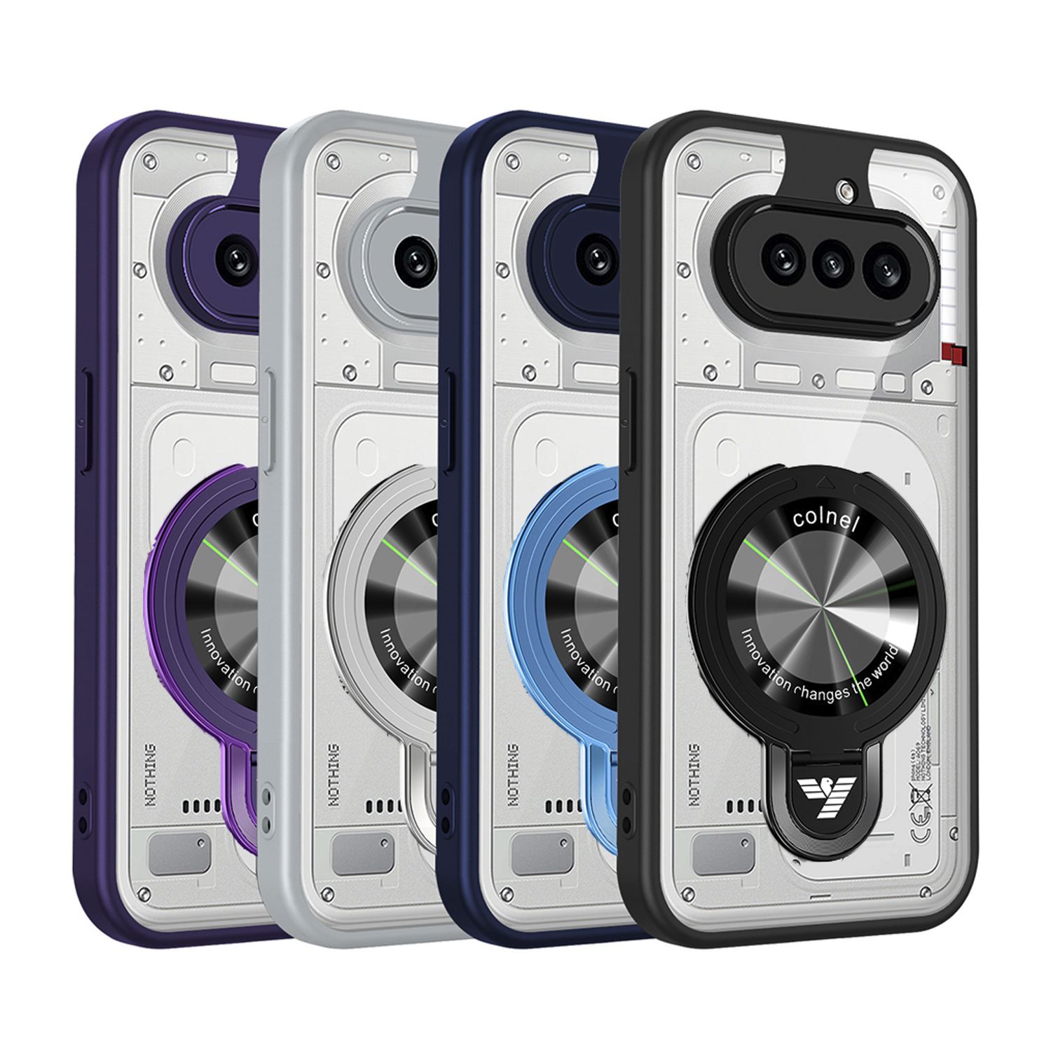 Husa pentru Nothing Phone 4a, MagSafe, Suport Pliabil Invizibil, Design Armat Anti-Impact, Protectie Ridicata Lentila, Gri
