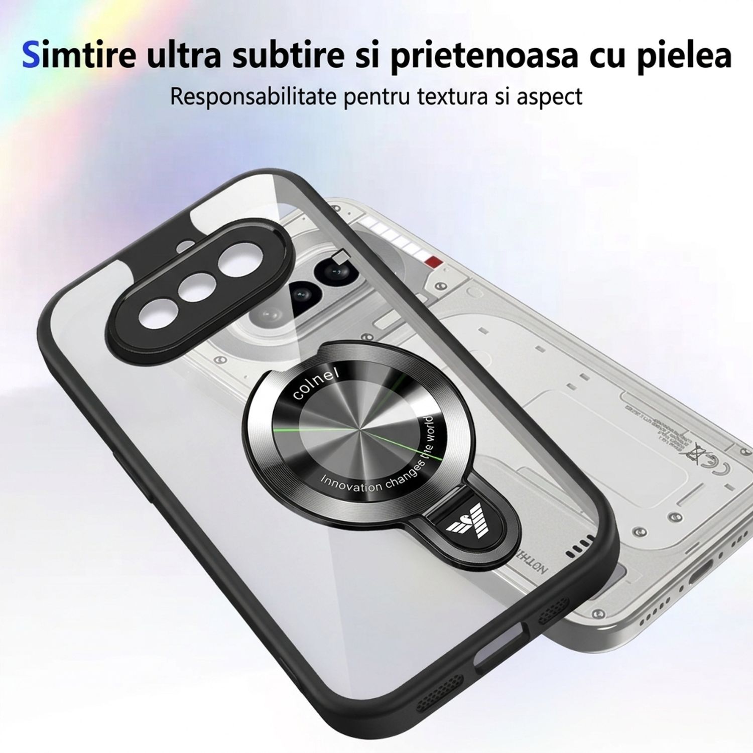 Husa pentru Nothing Phone 4a, MagSafe, Suport Pliabil Invizibil, Design Armat Anti-Impact, Protectie Ridicata Lentila, Gri