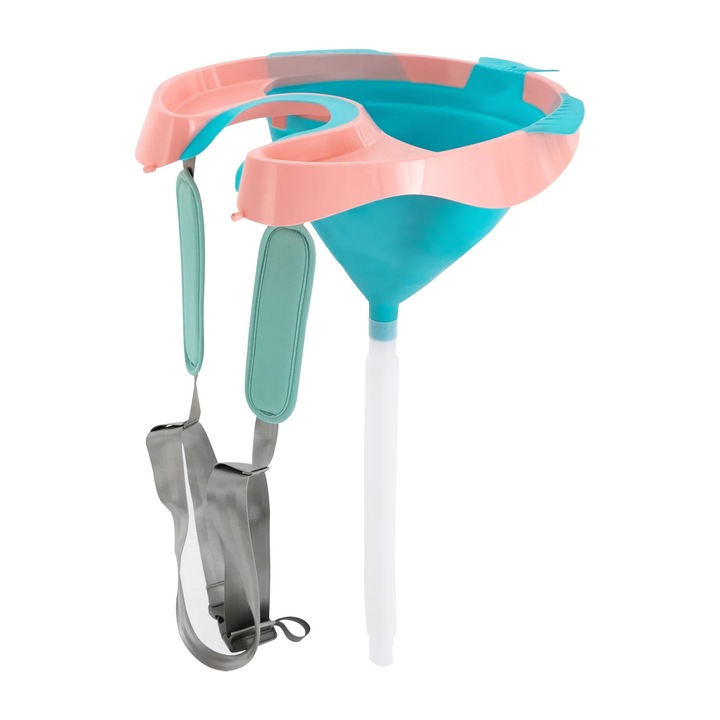 Lighean pliabil pentru spalat parul, albastru, 48x43x31cm, furtun de drenaj 60-150cm