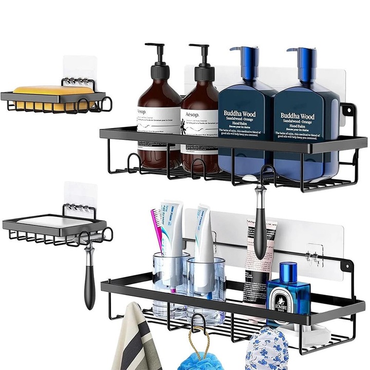 Organizator multifunctional pentru baie, compartimente multiple, alb, 37x15.5x11cm