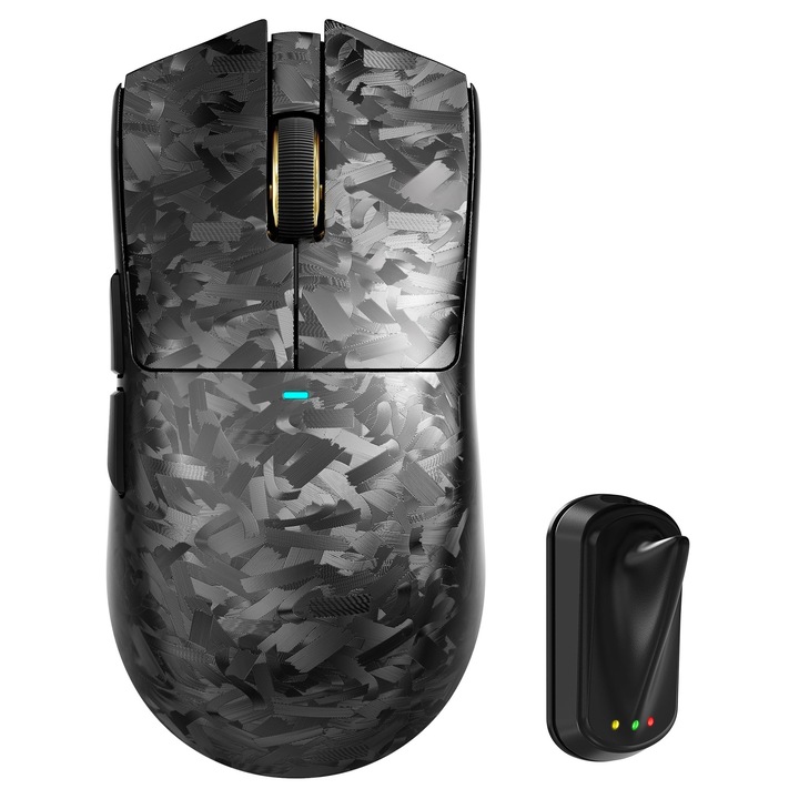Mouse de gaming wireless ATTACK SHARK X11 Ultra 8K din fibra de carbon cu senzor PAW3950 MAX de 42000 DPI - 63g usor, cip Nordic 54L15 MCU, cu fir/BT/2.4Ghz, 100 de milioane de clicuri, programabil pentru PC Mac (negru)