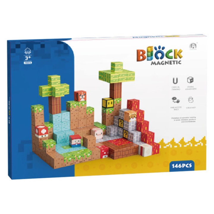 Cuburi magnetice de constructie, 146 piese, padure, set