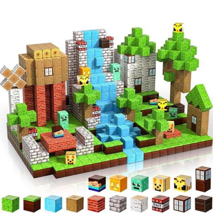 Set de construcție magnetic cu personaje, Dream World, 216 piese, multicolor, 2.3x2.3cm