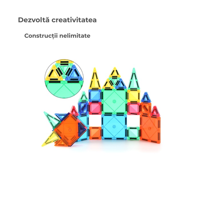 Set Magnetic 3D KEBO, 20 Piese, Multicolor, 3 Ani