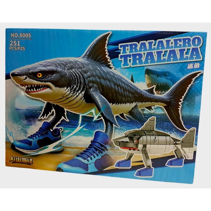 Set constructii Figurina rechin Tralalero, 251 piese, pentru 6 ani