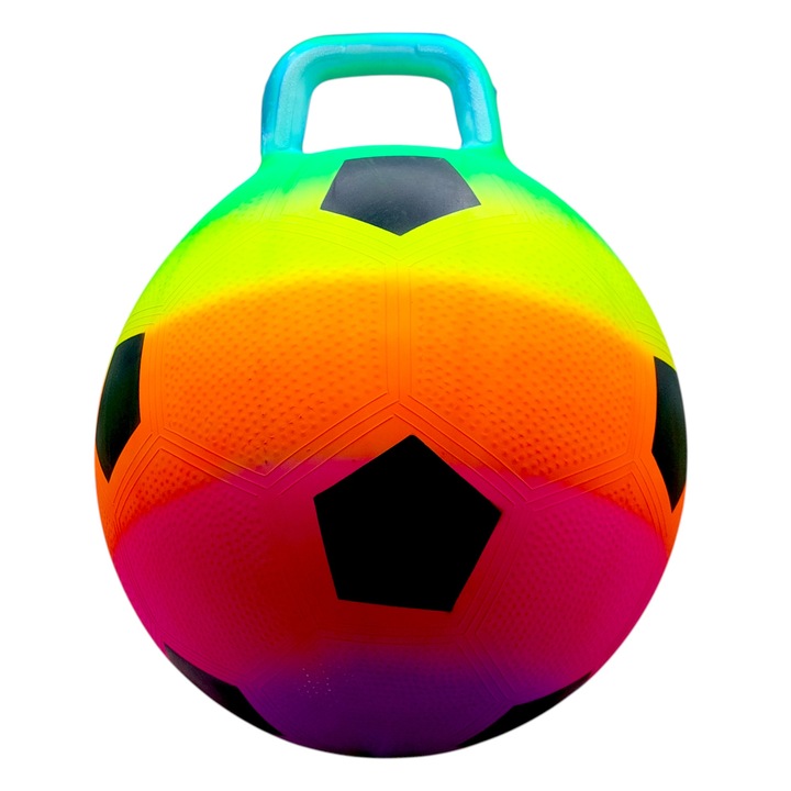 Minge pentru sărit cu mânere, EMC, 70cm, cauciuc gros, culori fosforescente, pentru copii +3 ani