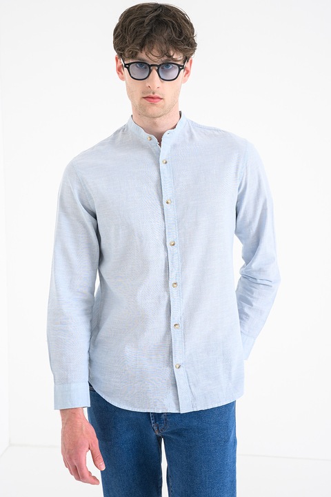 Jack & Jones, Egyszínű ing szett - 2 db, Melange kék/Melange világoskék