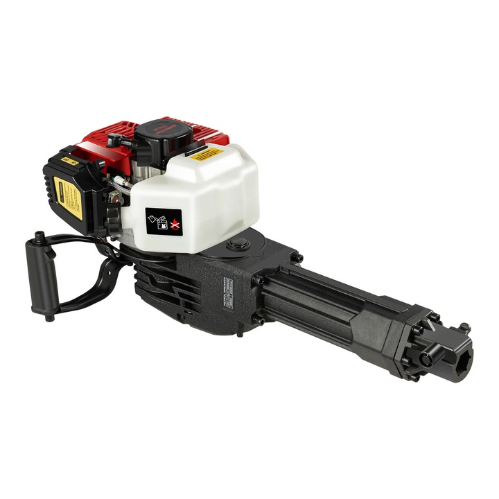 Ciocan demolator pe benzină, 1900 W, 52 cm, roșu, 2 timpi, energie de impact reglabilă