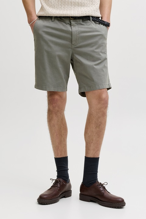 Jack & Jones, Pantaloni scurti chino din amestec de bumbac organic cu talie medie, Verde pal, M