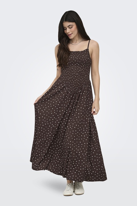 Only, Rochie lunga cu imprimeu, Maro pamantiu