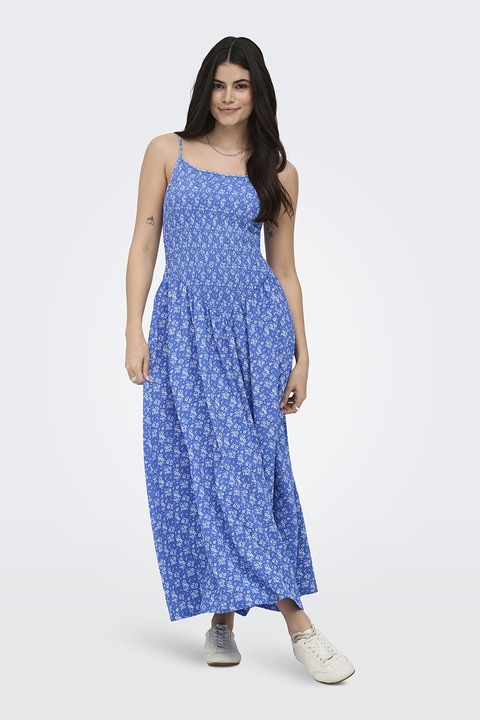Only, Rochie lunga cu imprimeu, Albastru pastel/Alb optic