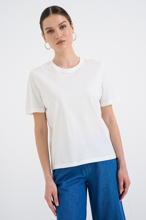 Only, Tricou lejer din bumbac organic, Alb