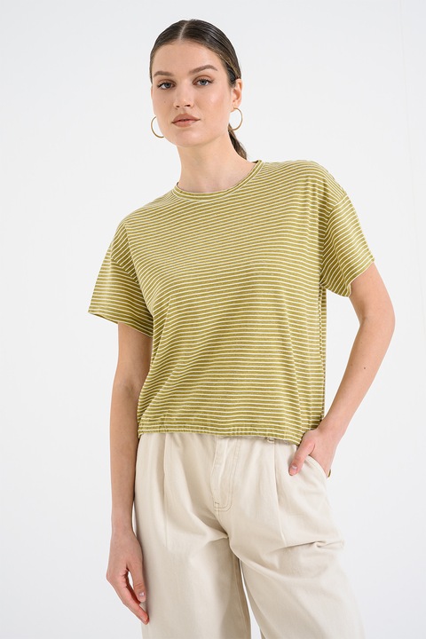 Vero Moda, Tricou cu terminatie cu snur Cristy, Kaki
