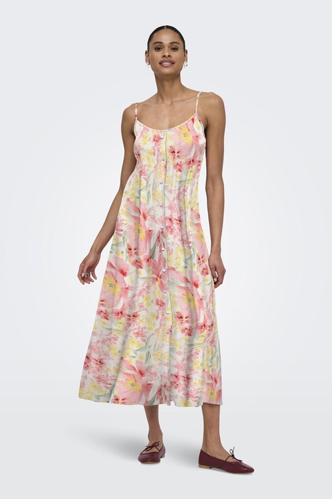 Only, Rochie vaporoasa cu model floral, Multicolor