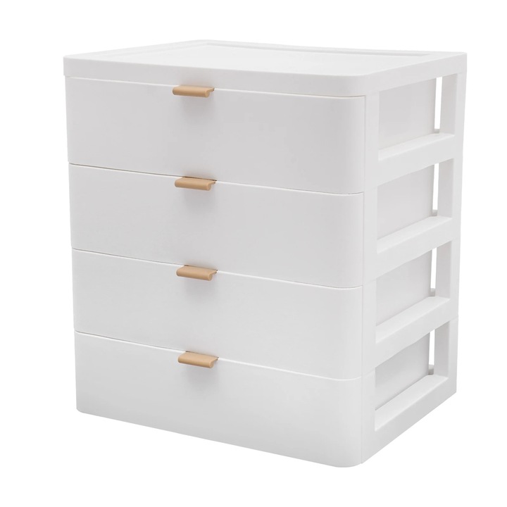Organizator birou alb, cu 4 sertare, dimensiuni 26x20, 2x29cm, material PP