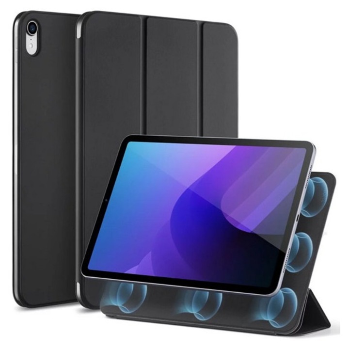 Esr rebound magnet tabletvédő álló, bőr hatású, aktív flip, mágneses, trifold, asztali tartó, fekete, kompatibilis: IPAD 11, 2025, / 10.9, 2022