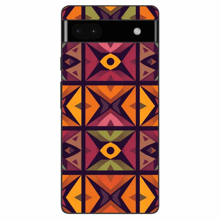 Husa compatibila cu Google Pixel 6A Silicon Gel Tpu Model Tribal Retro Shapes
