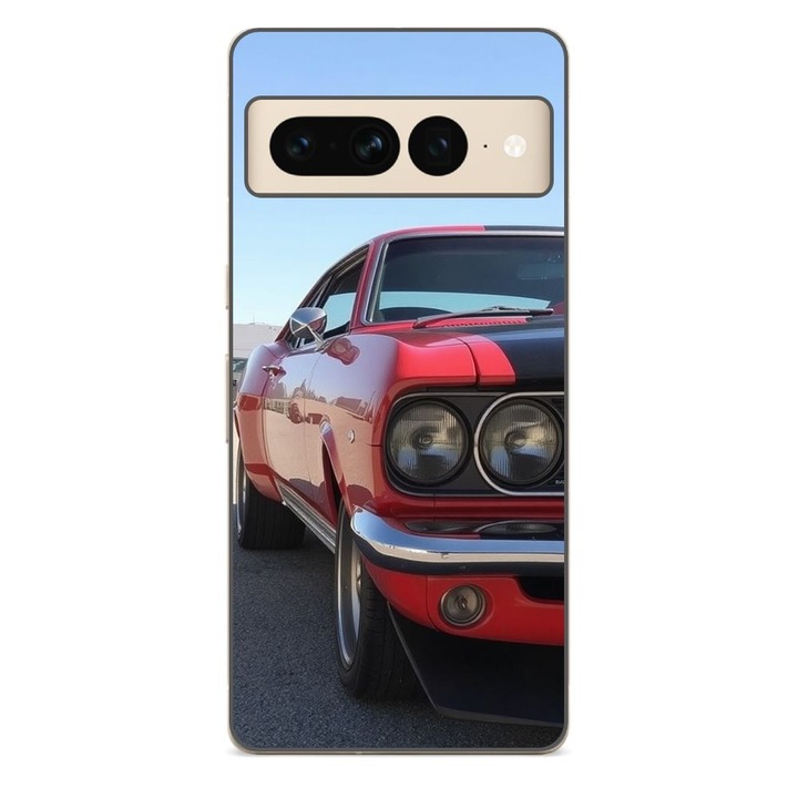 Husa compatibila cu Google Pixel 7 Pro Silicon Gel Tpu Model Red Muscle Car