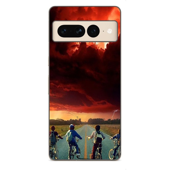 Husa compatibila cu Google Pixel 7 Pro Silicon Gel Tpu Model Stranger Things Red Sky