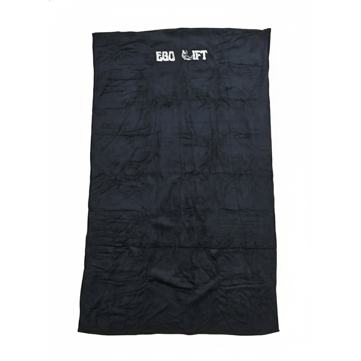 Ego Lift Fitness Törölköző - Csúszásmentes Törölköző, Padra rögzíthető zsebbel (kapucni), Nedvszívó Mikroszálas, Ideális Edzőterembe és Erősítő Edzéshez, Fekete