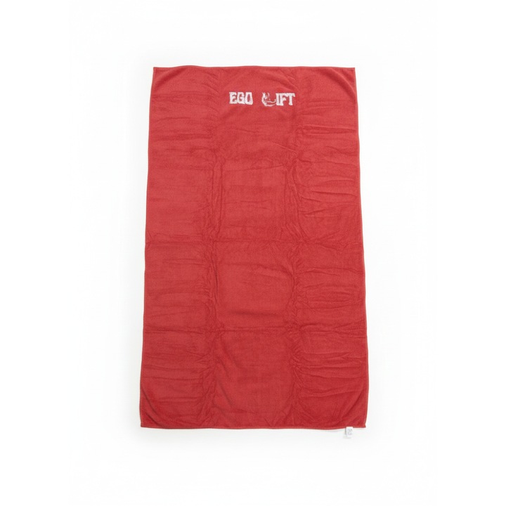 Ego Lift Fitness Törölköző - Csúszásmentes Törölköző, Padra Rögzítő Zsebbel (Kapucni), Nedvszívó Mikroszálas, Ideális Edzőterembe és Erősítő Edzéshez, Piros
