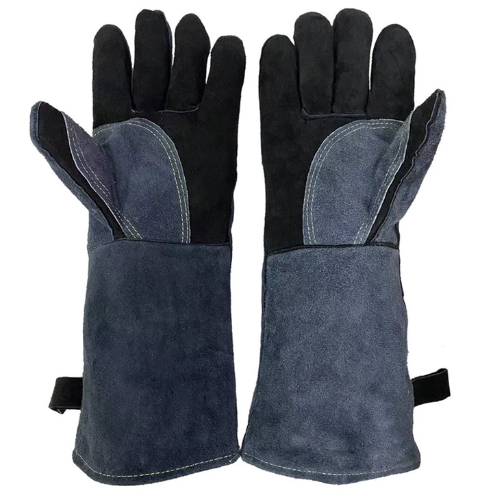 Set 2 Manusi Termorezistente, SANSES, pentru Gratar, Cuptor Bucatarie, Sudura, din Piele, Rezistente la Caldura 932°C