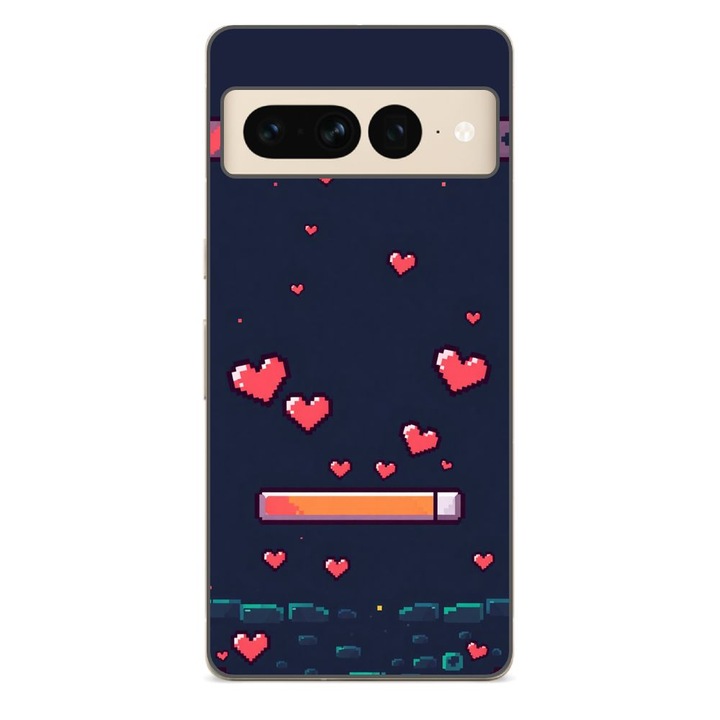 Husa compatibila cu Google Pixel 7 Pro Silicon Gel Tpu Model Pixelated Healthbar