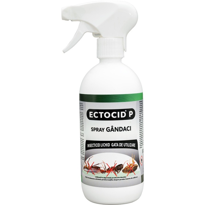 Insecticid PROMEDIVET Ectocid P Spray 500 ml, pentru gandaci, furnici, muste, culoare transparentă