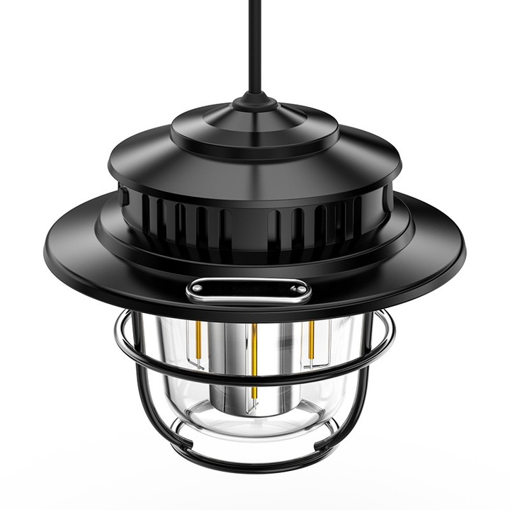Lampa de camping ORBER, iluminare reglabila, IPX4, negru, 12x11x10cm