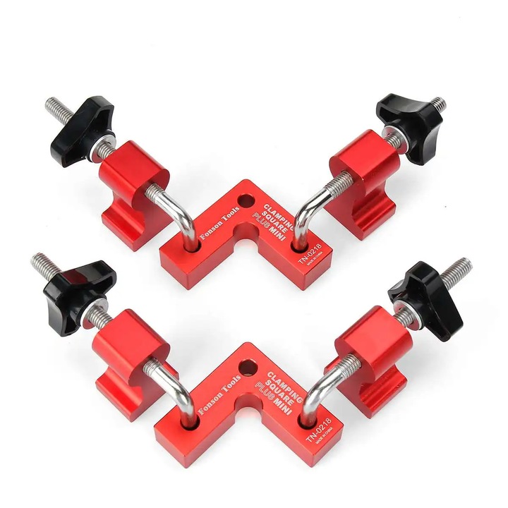 Set cleme de unghi 90, 4 bucăți, aluminiu anodizat, 160 mm, ușor de utilizat, cu husă