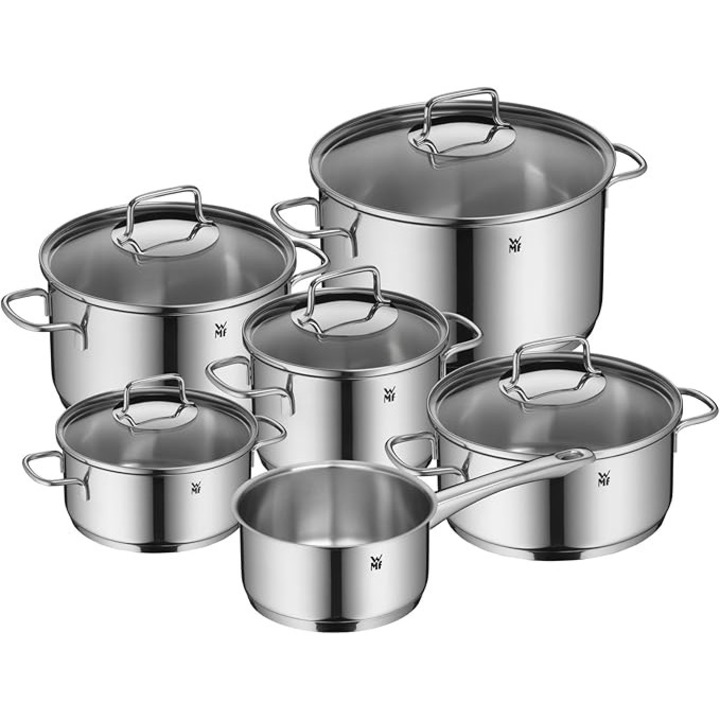 Set WMF Astoria Oale si Cratite 5 Piese, Cromargan 18/10 Inox, Capace Sticla, Rezistent la Cuptor, 16x20cm