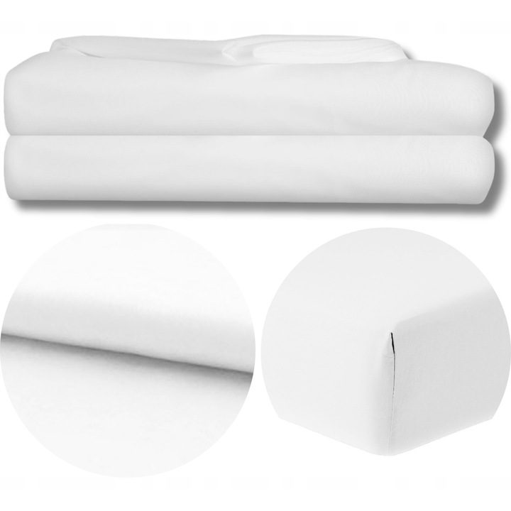 Cearsaf de pat, KONEY, 160 x 200 cm, Fara elasticitate, Alb, Hipoalergenic, Fara imprimeu, Material placut la atingere, Rezistent, Se adapteaza perfect saltelei, Microfibra