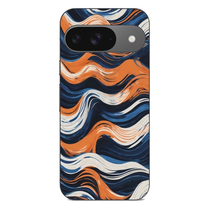 Husa compatibila cu Google Pixel 9 Silicon Gel Tpu Model Abstract Crazy Orange Waves