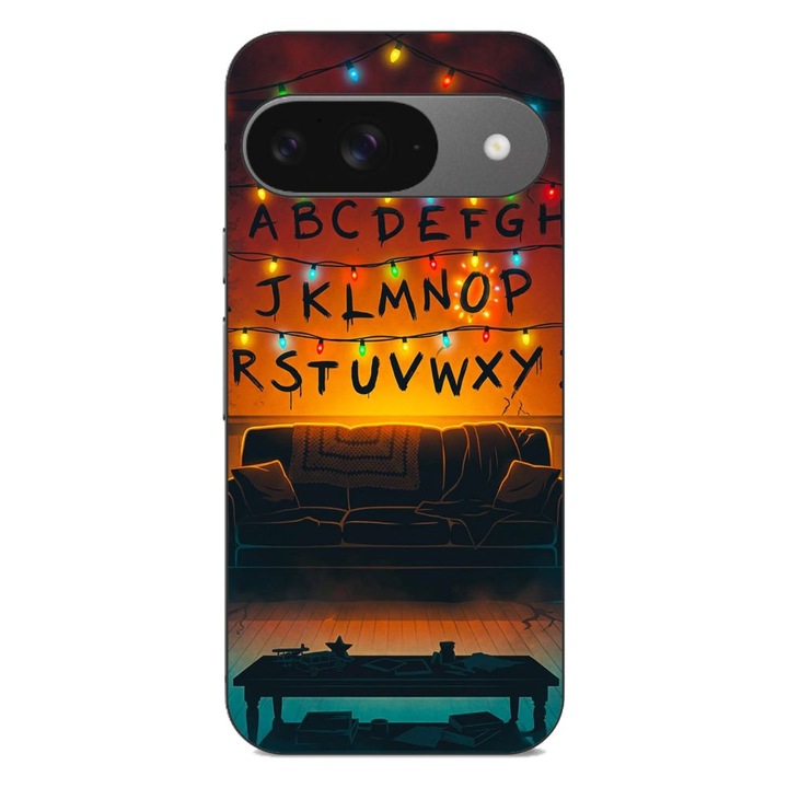 Husa compatibila cu Google Pixel 9 Silicon Gel Tpu Model Stranger Things Alphabet Fairy Lights
