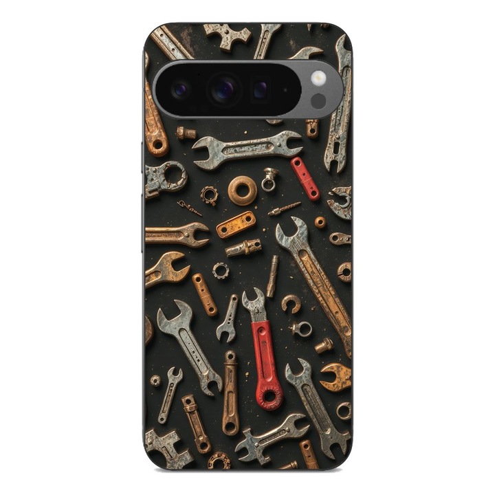 Husa compatibila cu Google Pixel 9 Pro XL Silicon Gel Tpu Model Mechanic Tools Pattern