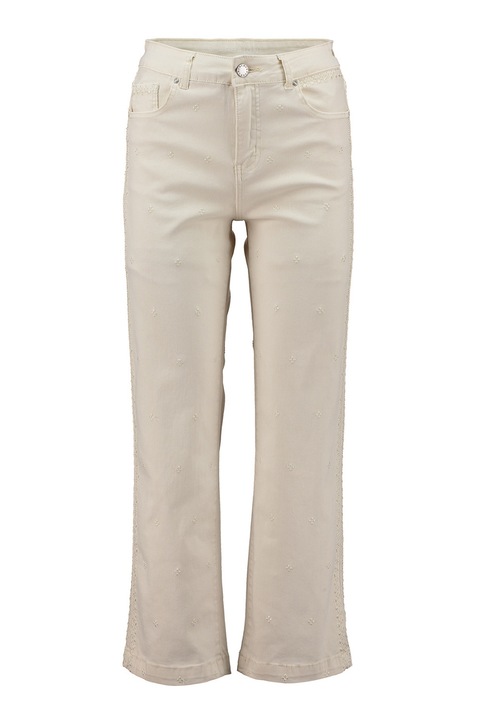 Zabaione, Blugi uni cu detalii brodate, Crem