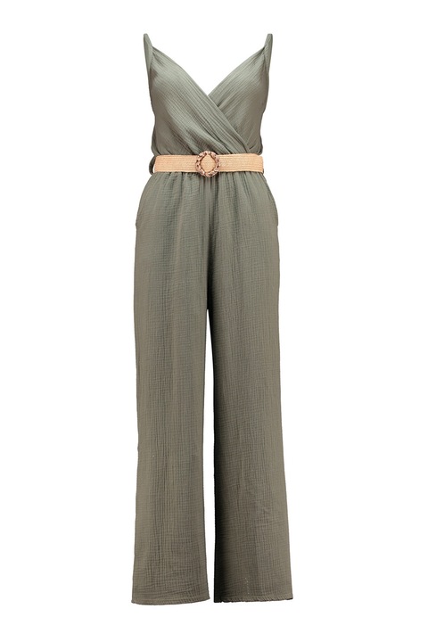 Hailys, Salopeta texturata cu curea, fara maneci, Kaki