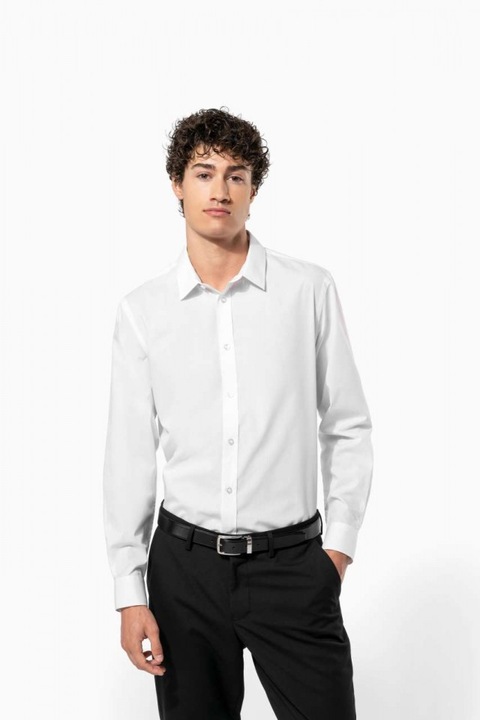 Camasa barbati office Kariban KA583, poplin Easy Care, regular fit, eleganta, business casual, Kariban - KA583, White
