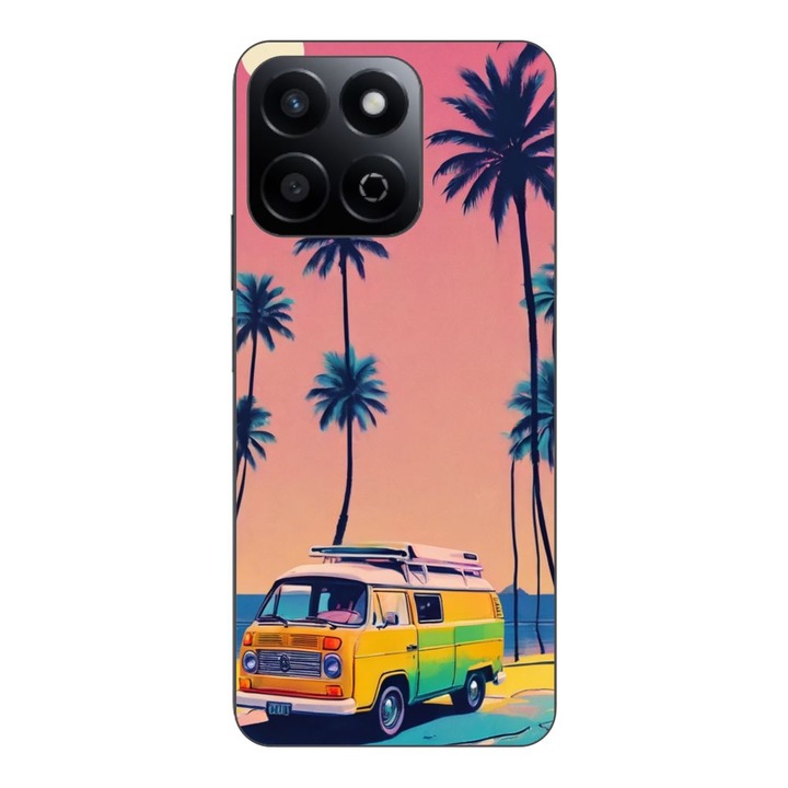 Husa compatibila cu Honor 200 Smart Silicon Gel Tpu Model Summer Vibes Camper and Palms Pop Art