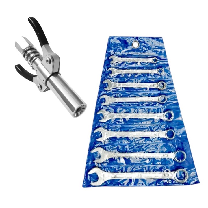 Cap gresor cupla automata M14, otel carbon, 6 falci, presiune 10000 PSI, set 8 chei combinate M6-M19, otel carbon