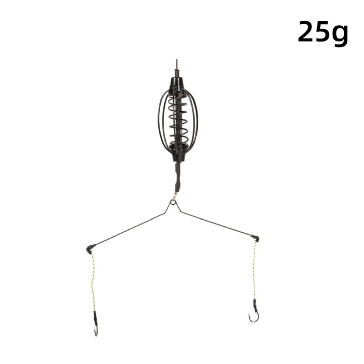 Set cusca pentru pescuit crap, BRAVMACK, 25g, 2 carlige, metal+plastic, lacuri