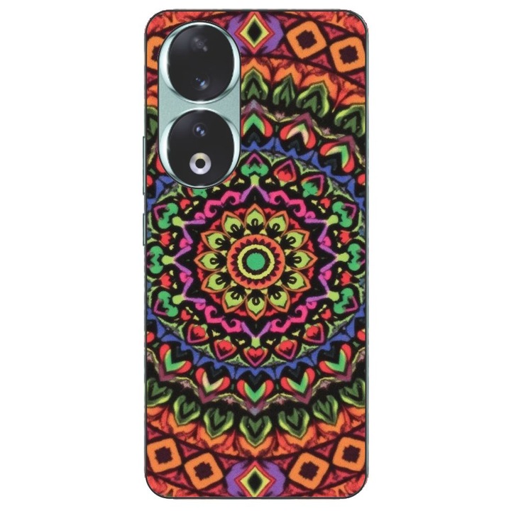Husa compatibila cu Honor 90 5G Silicon Gel Tpu Model Colorfull Mandala Orange Power
