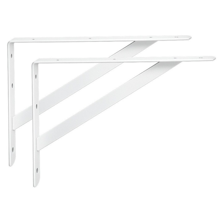 Consola metalica Habo, set 2 bucati, alb lucios, 200x300mm, 100kg