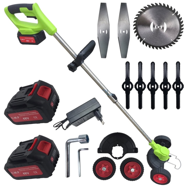 Trimmer electric Campion CMP1823, 48V, 2 acumulatori 6000mAh, brat telescopic 90-125 cm, diametru taiere 300 mm, set complet