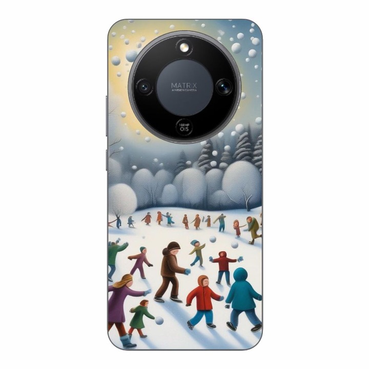 Husa compatibila cu Honor Magic8 Lite Silicon Gel Tpu Model Copii la Joaca Iarna